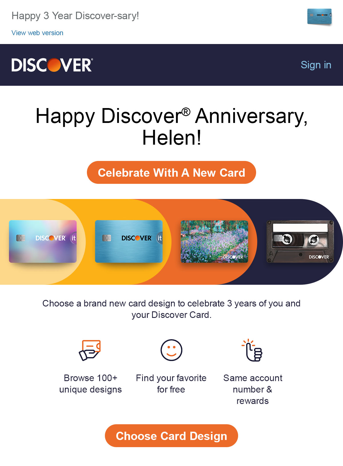 New Card Design with Card Art Email